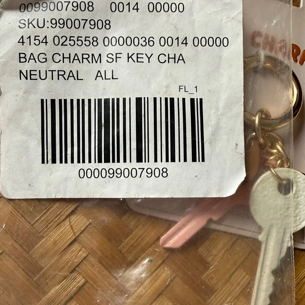Anthropologie Dangling Keys Bag Charm Neutral Pink Brown NWT